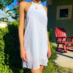 White halter tie dress